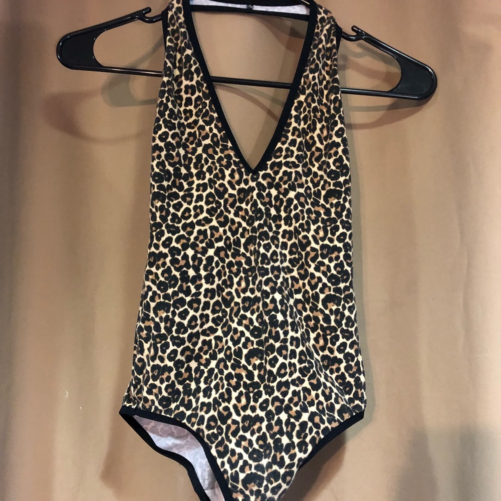 American Apparel leopard halter bodysuit